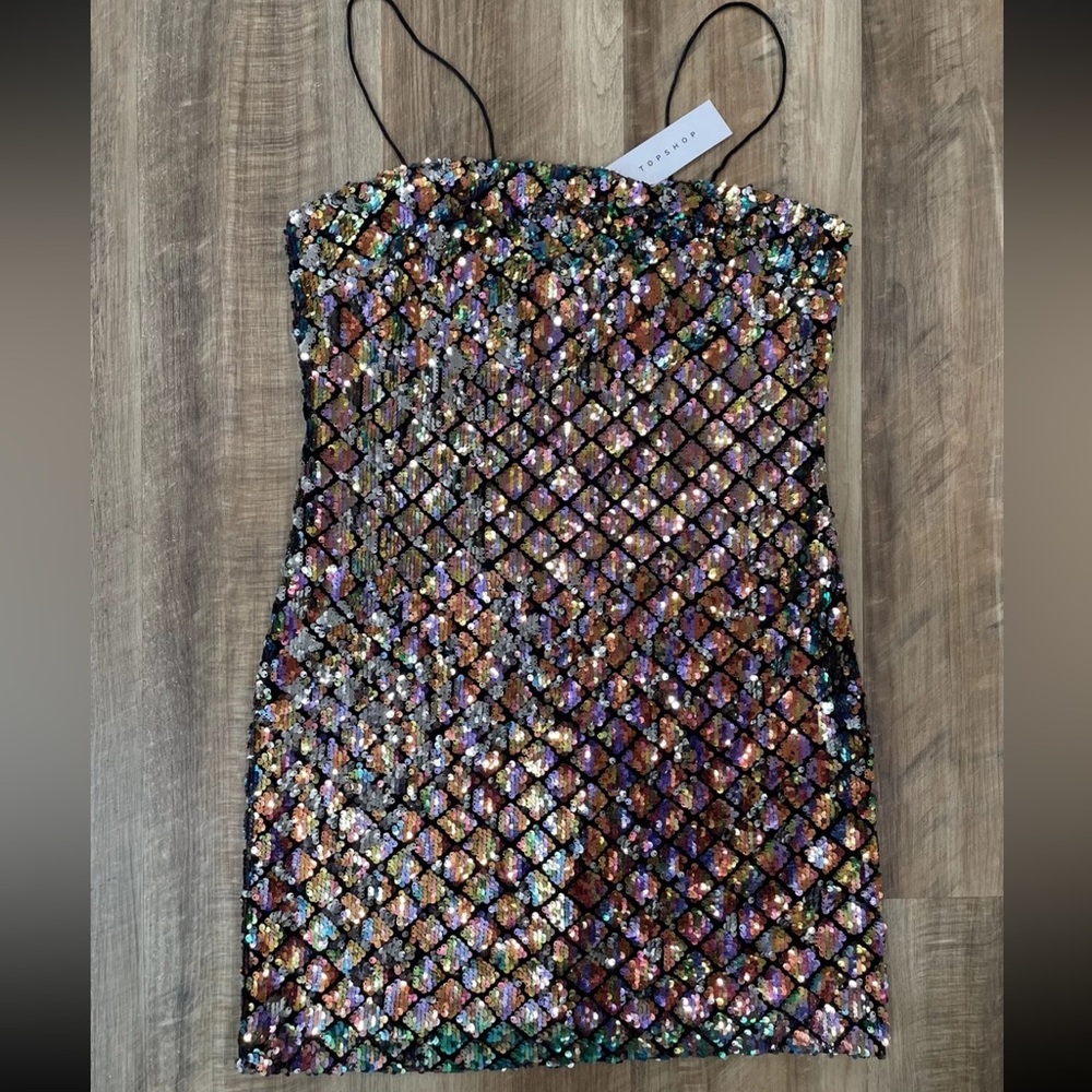 Topshop Multicolor Sequin Mini Dress